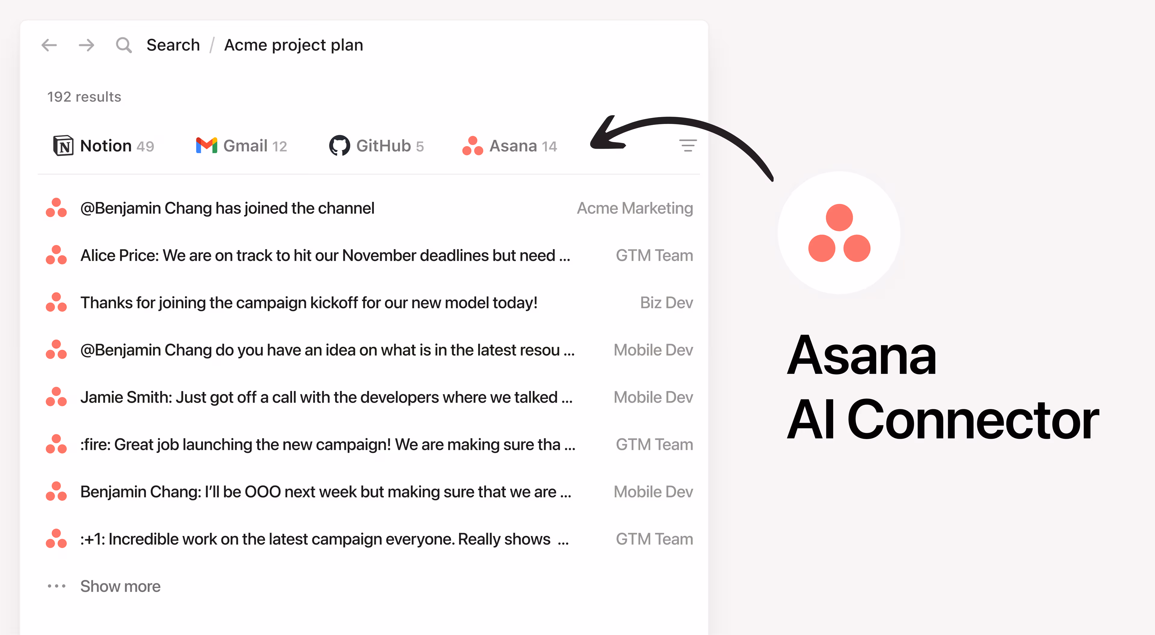 ตัวเชื่อมต่อ AI ของ Asana