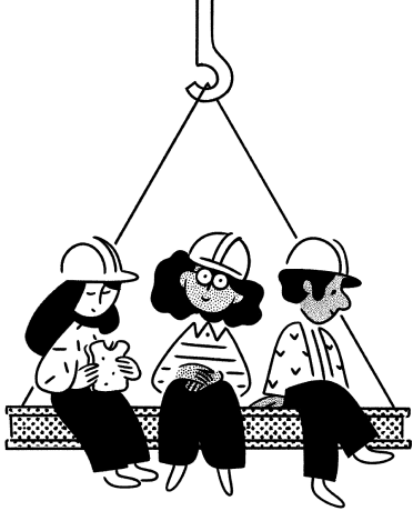 Workers sitting on a steel beam.