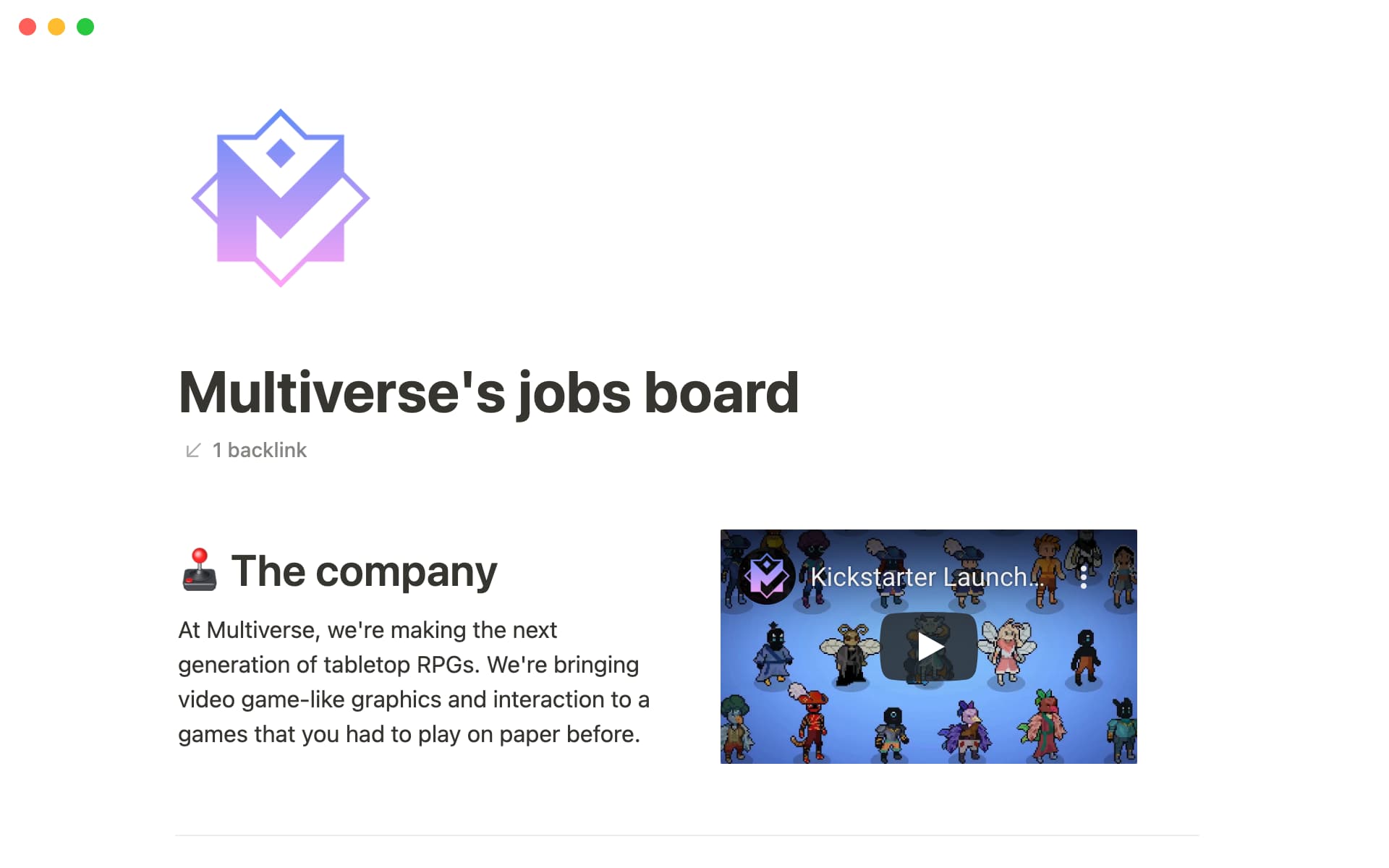 Multiverse job board template