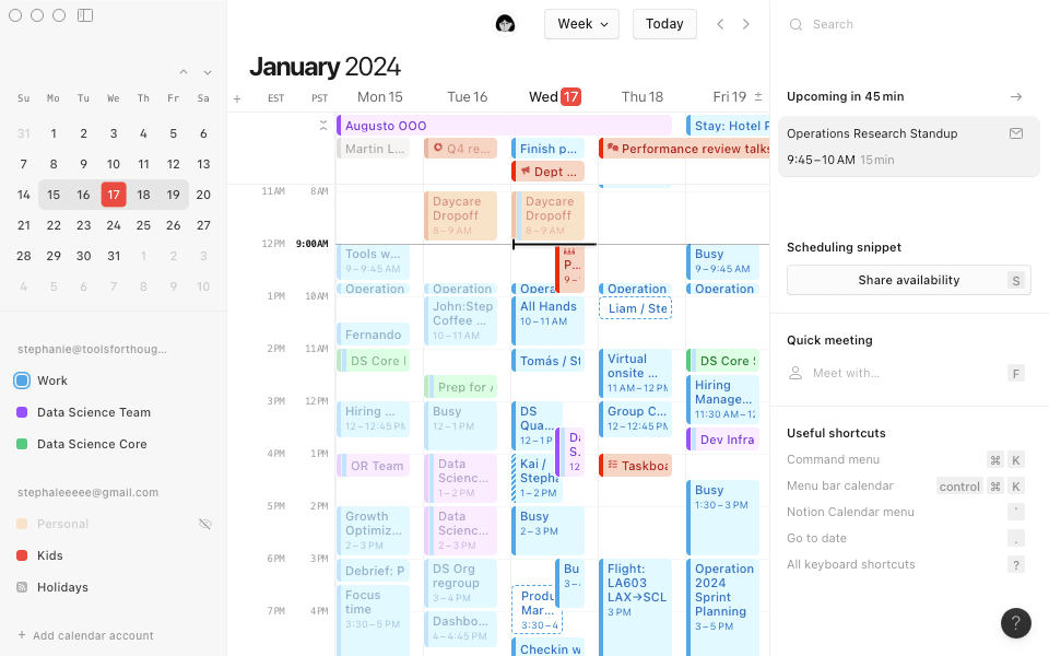 Notion Calendar memungkinkan Anda mengelola waktu dan pekerjaan Anda sekaligus.