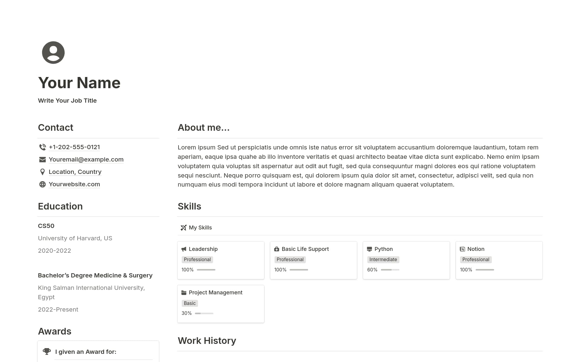 Uma prévia do modelo para Minimalist Resume